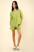 Load image into Gallery viewer, Textured Woven Comfy Shirt Top & Shorts AVOCADO