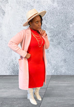 Load image into Gallery viewer, Red Bodycon Midi with Mock Neck