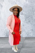 Load image into Gallery viewer, Red Bodycon Midi with Mock Neck