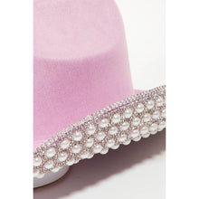Load image into Gallery viewer, Pave Rhinestone Pearl Trim Cowboy Hat