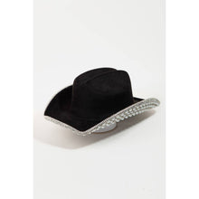 Load image into Gallery viewer, Pave Rhinestone Pearl Trim Cowboy Hat
