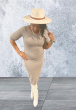 Load image into Gallery viewer, Taupe 3/4 Sleeved Midi Bodycon
