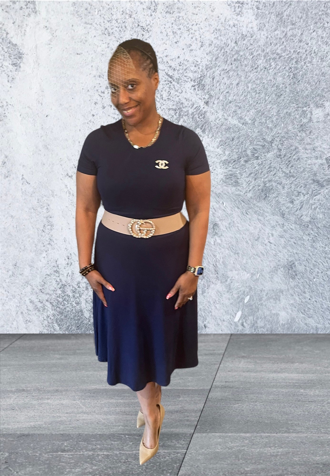 Navy Blue A-Line Midi Dress – Just Top It Off Boutique