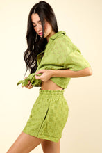 Load image into Gallery viewer, Textured Woven Comfy Shirt Top &amp; Shorts AVOCADO
