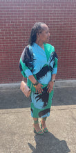 Load image into Gallery viewer, GREEN FREE SIZE MULTI COLOR MIDI DRESS
