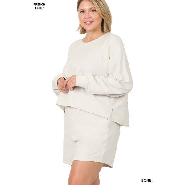Terry Raglan Sleeve Oversized Top and Shorts