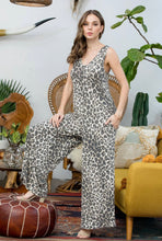 Load image into Gallery viewer, V-Neck Sleeveless Leopard Loose Jumpsuit

