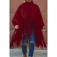 Load image into Gallery viewer, Red Balloon Sleeve Fringe Top
